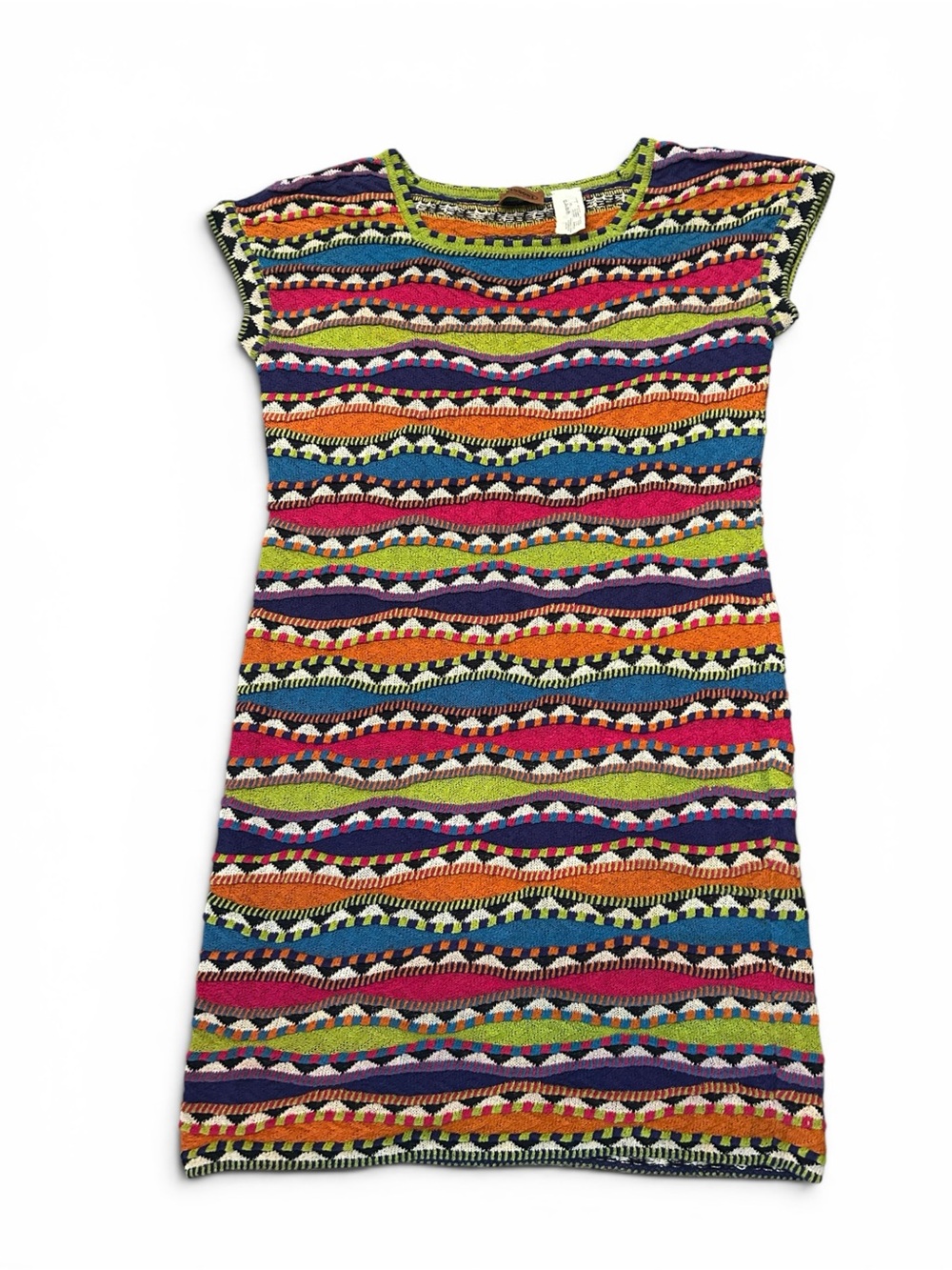 Vintage Missoni 1980s Colorful Striped Knit Shift Dress - Multicolor  M/L